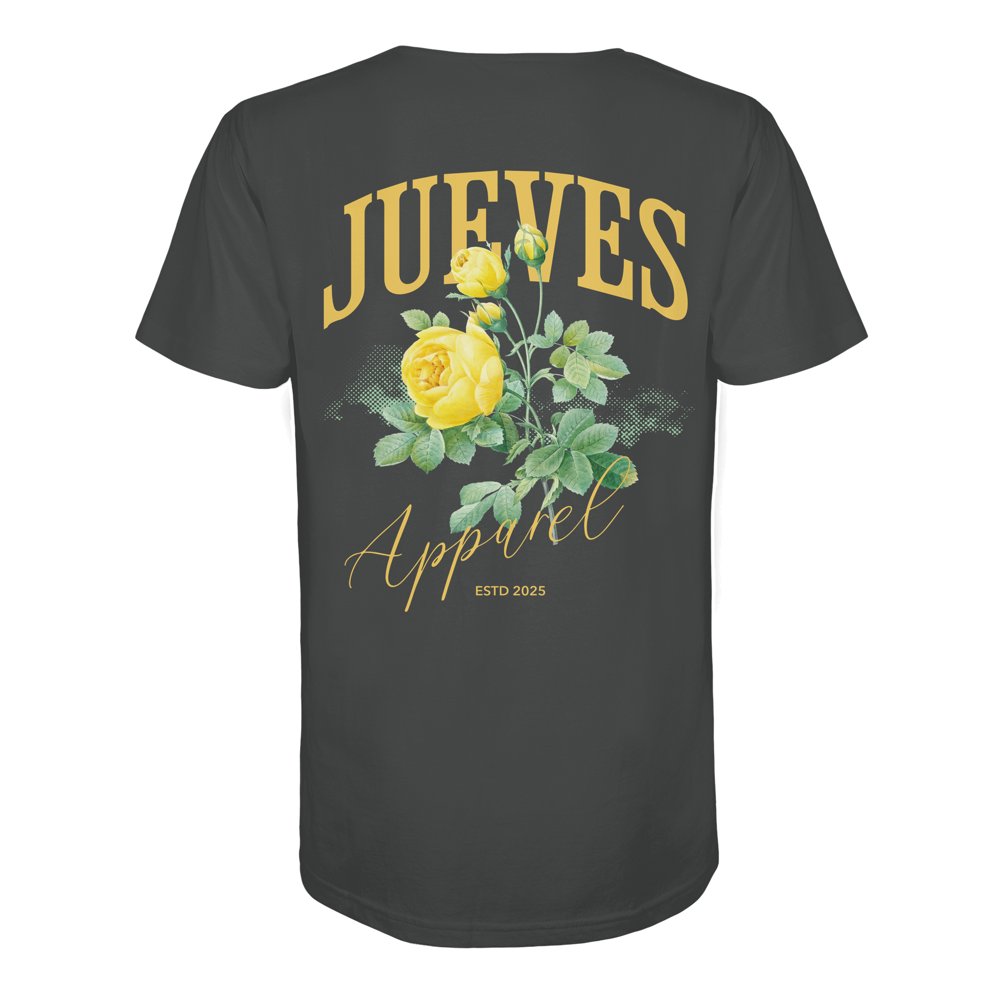 Jueves Apparel Classic t-shirt mit markantem Rückendruck – urbaner Streetwear-Style aus Bio-Baumwolle