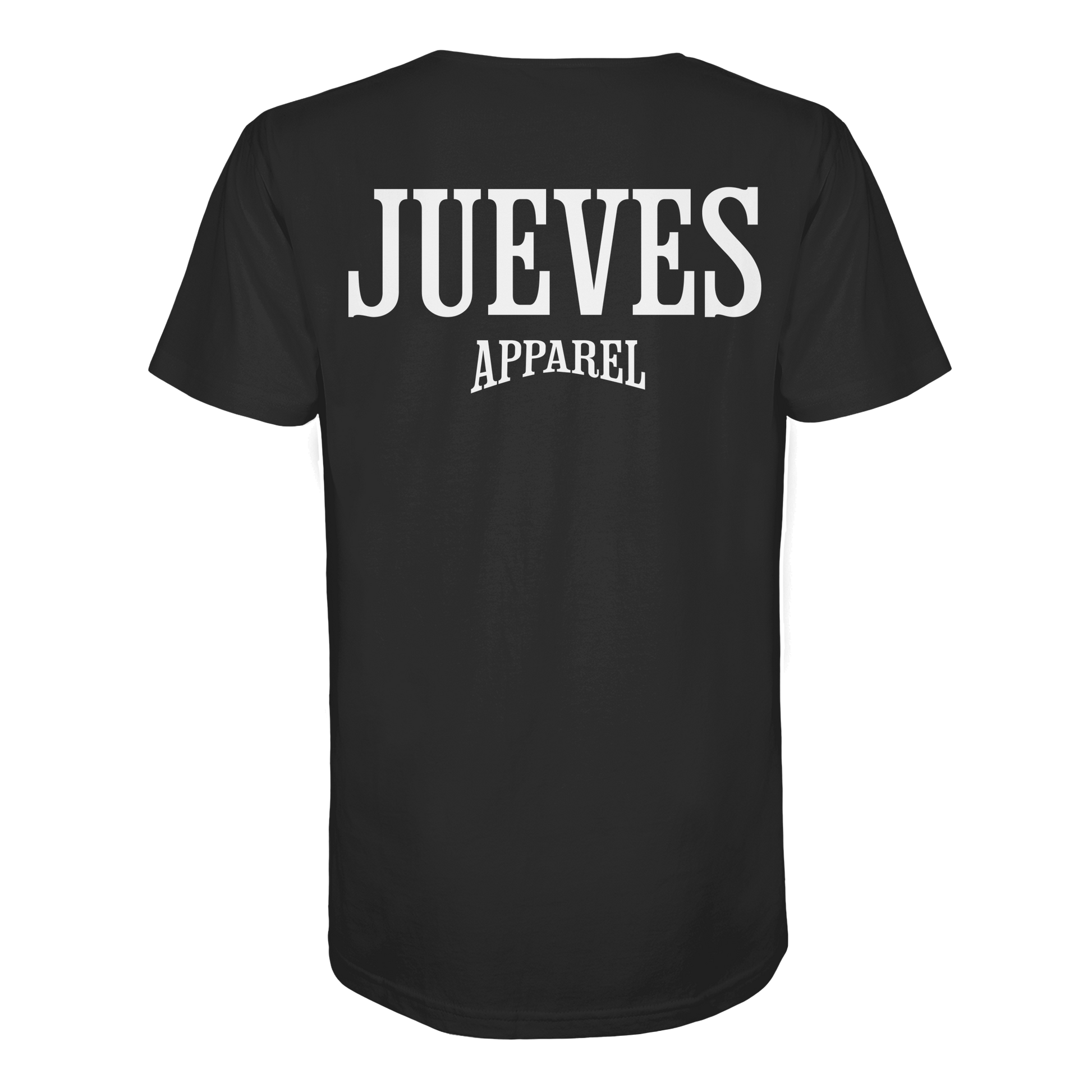 schwarzes  Jueves Apparel Classic T-Shirt mit markantem Rückendruck – urbaner Streetwear-Style aus Bio-Baumwolle