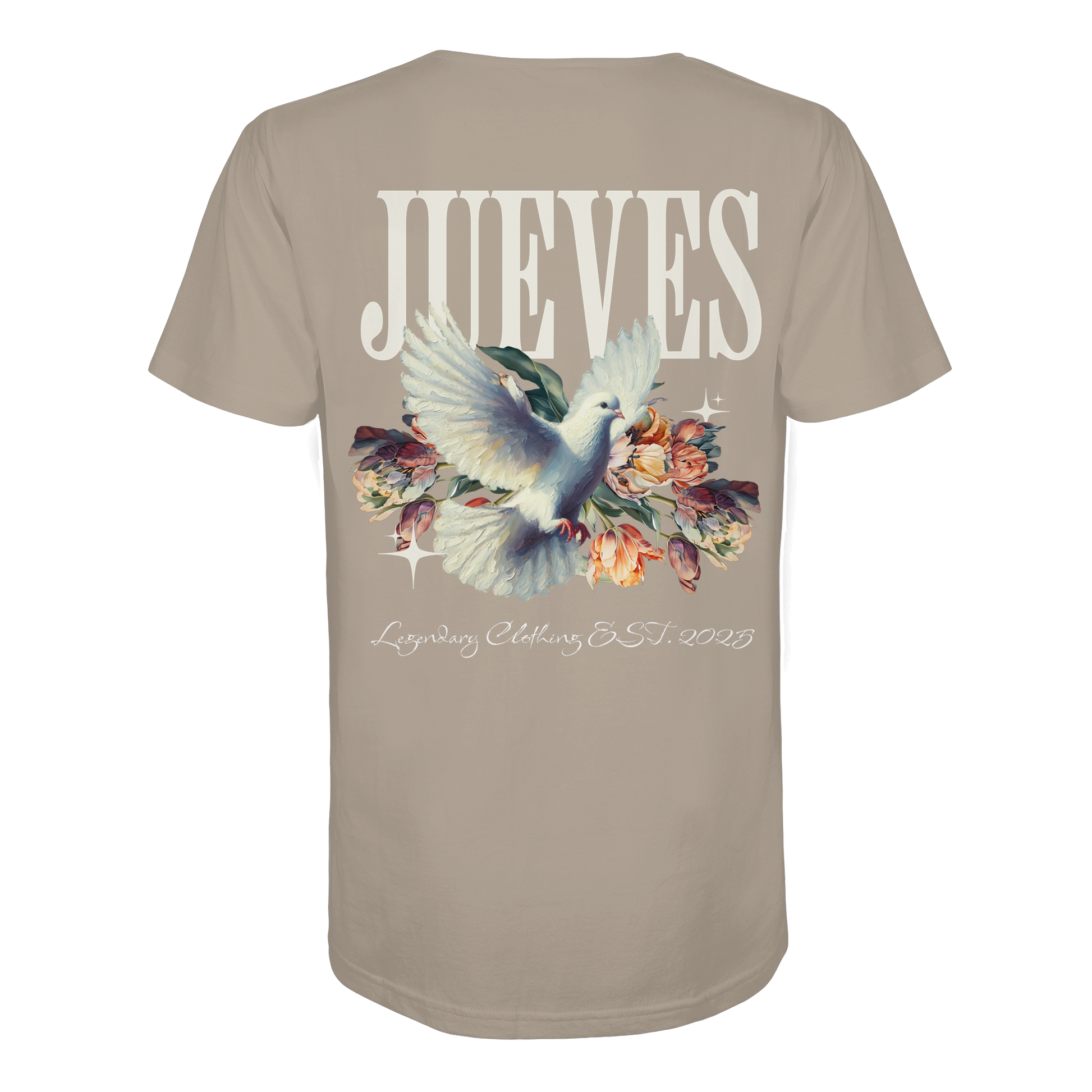 Jueves Apparel Classic t-shirt mit markantem Rückendruck – urbaner Streetwear-Style aus Bio-Baumwolle