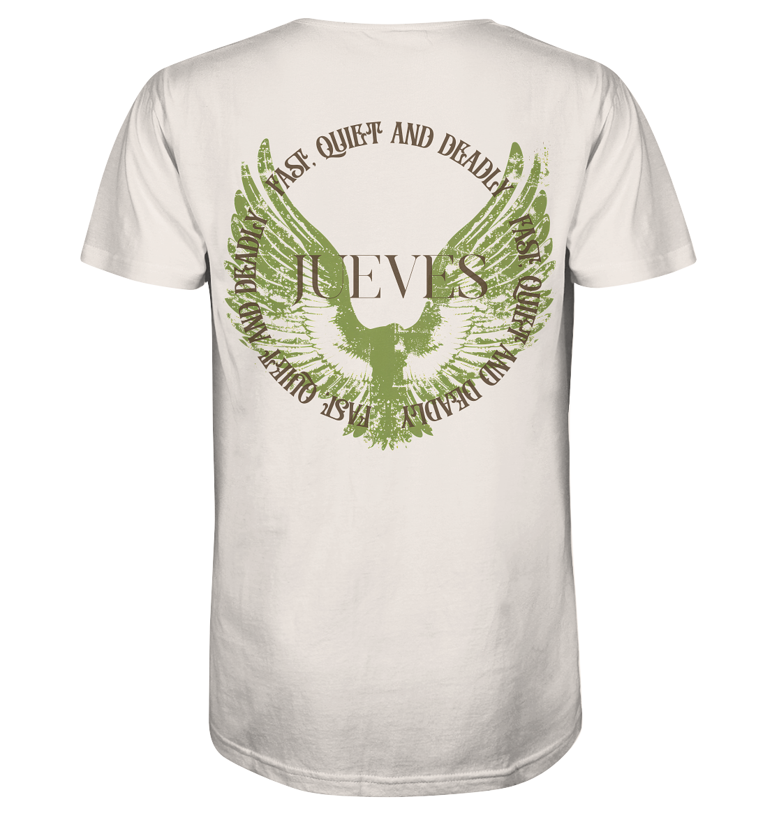 weißes Jueves Apparel Classic t-shirt mit markantem Rückendruck – urbaner Streetwear-Style aus Bio-Baumwolle