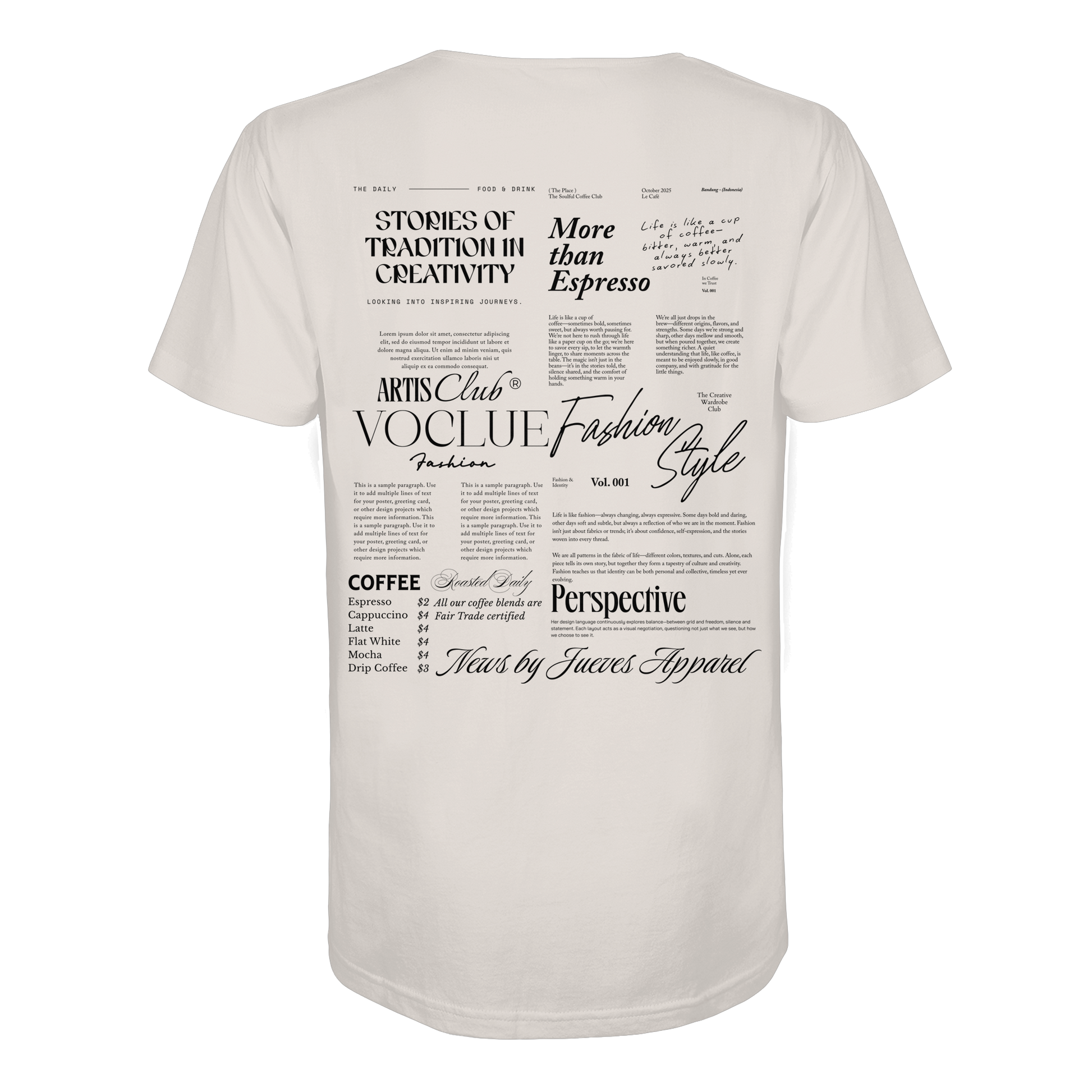 weißes Jueves Apparel Classic T-Shirt  mit markantem Rückendruck – urbaner Streetwear-Style aus Bio-Baumwolle