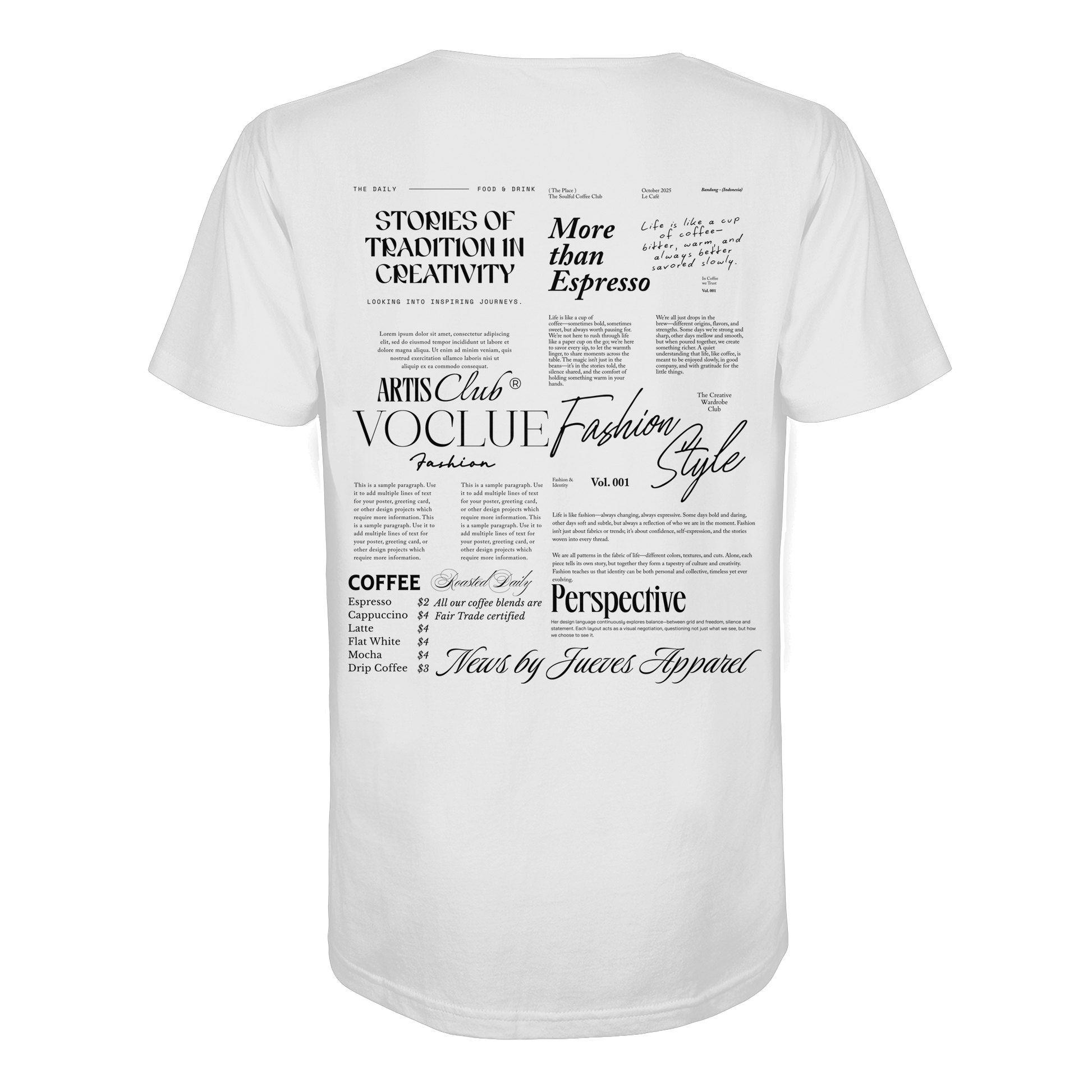 weißes Jueves Apparel Classic T-Shirt mit markantem Rückendruck – urbaner Streetwear-Style aus Bio-Baumwolle