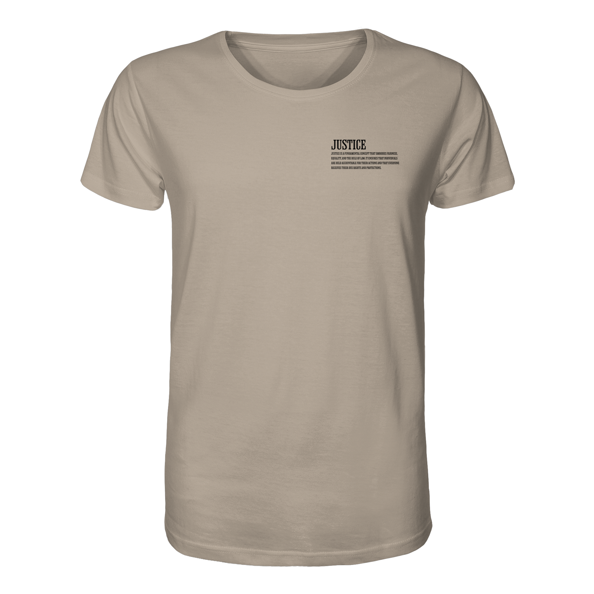 beiges Classic t-shirt von Jueves Apparel mit kleinem Brustdruck im klassischen Schnitt – nachhaltiger