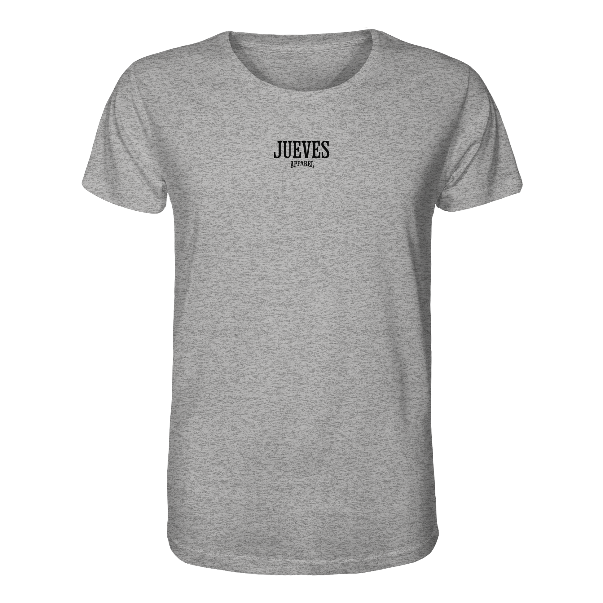 graues Classic t-shirt von Jueves Apparel mit Brustdruck im klassischen Schnitt – nachhaltiger