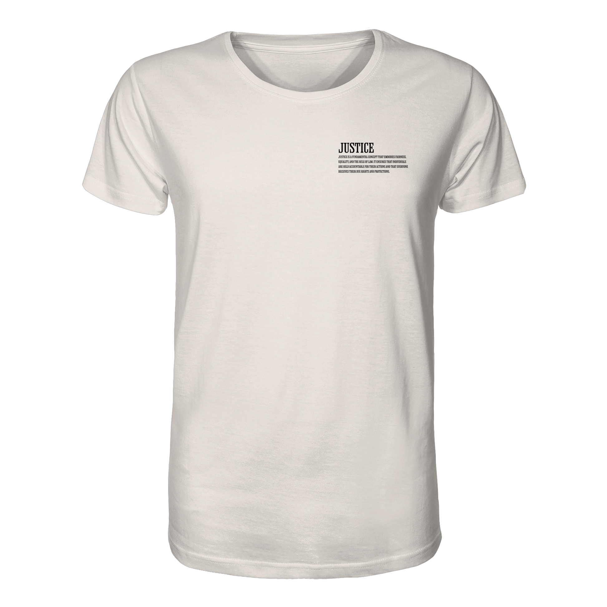 weißes Classic T-Shirt von Jueves Apparel mit kleinem Brustdruck im klassischen Schnitt – nachhaltiger
