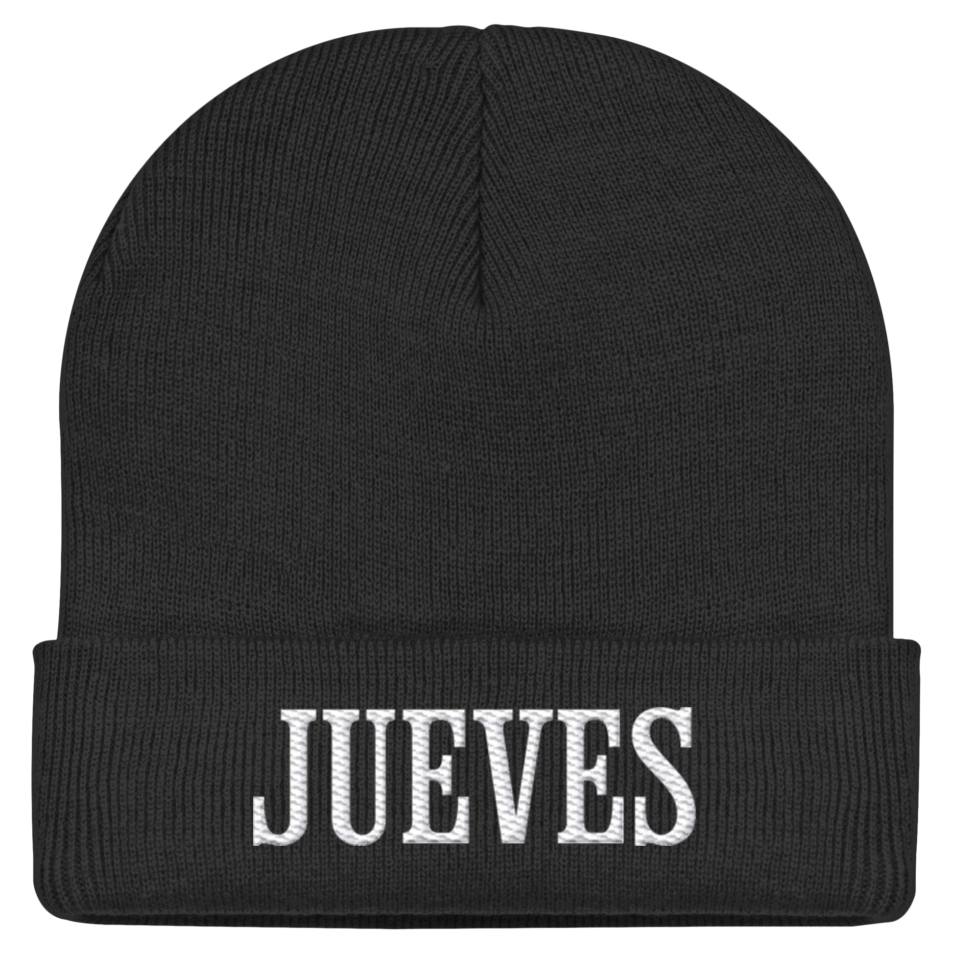 schwarze Classic Beanie von Jueves Apparel aus 95 % Baumwolle und 5 % Elasthan – Streetwear Beanie mit weicher Haptik und urbanem Style
