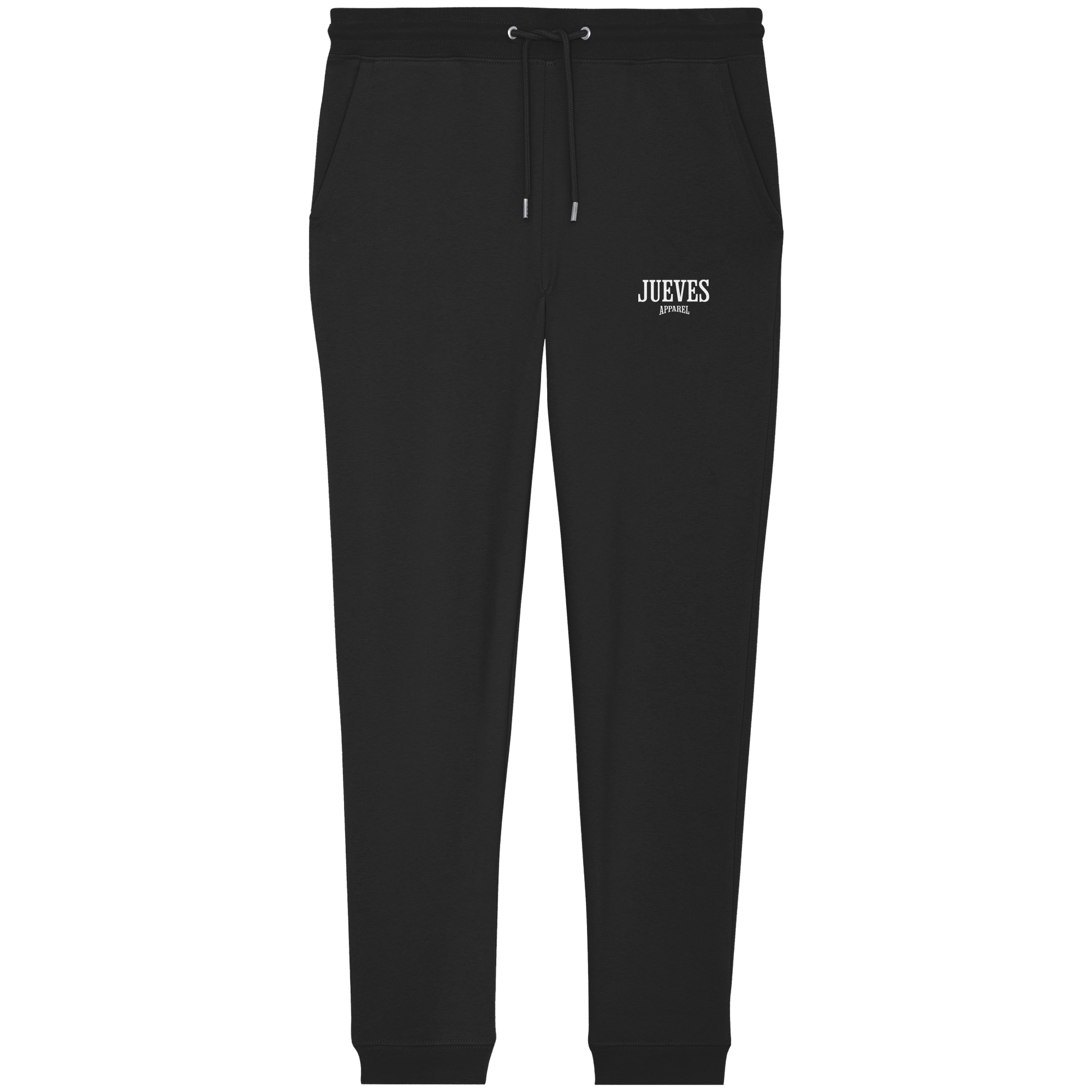 schwarze Classic Jogginghose von Jueves Apparel aus 100 % Baumwolle (350 g/m²) – Streetwear Hose mit lässigem Schnitt und urbanem Style