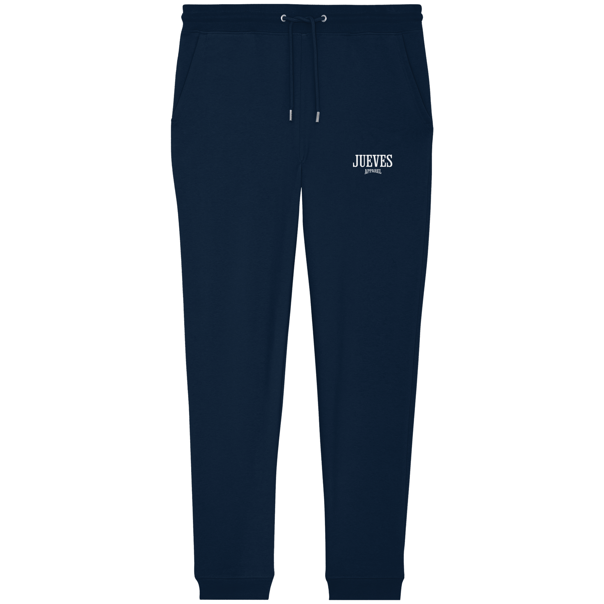 blaue Classic Jogginghose von Jueves Apparel aus 100 % Baumwolle (350 g/m²) – Streetwear Hose mit lässigem Schnitt und urbanem Style