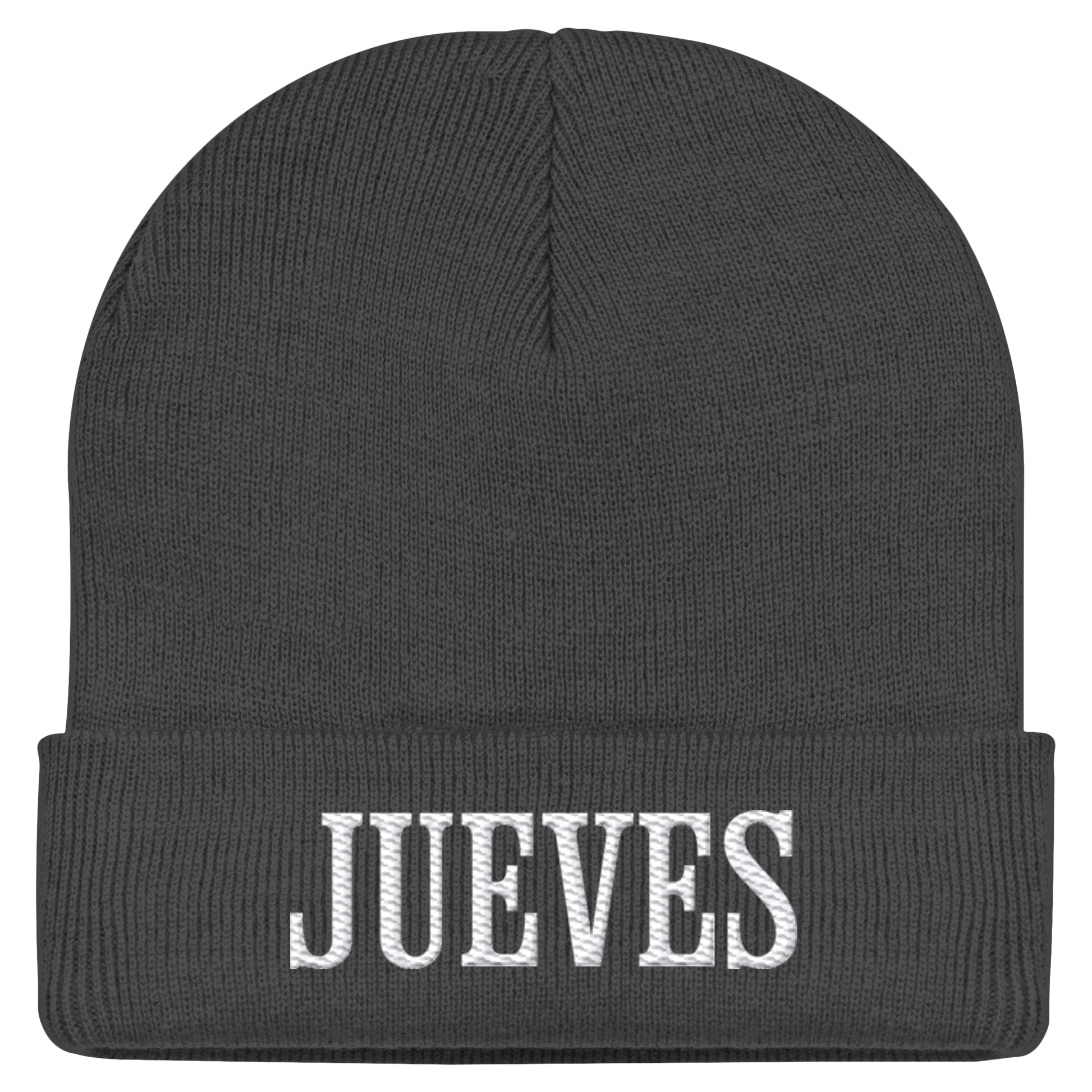 dunkelgraue Classic Beanie von Jueves Apparel aus 95 % Baumwolle und 5 % Elasthan – Streetwear Beanie mit weicher Haptik und urbanem Style