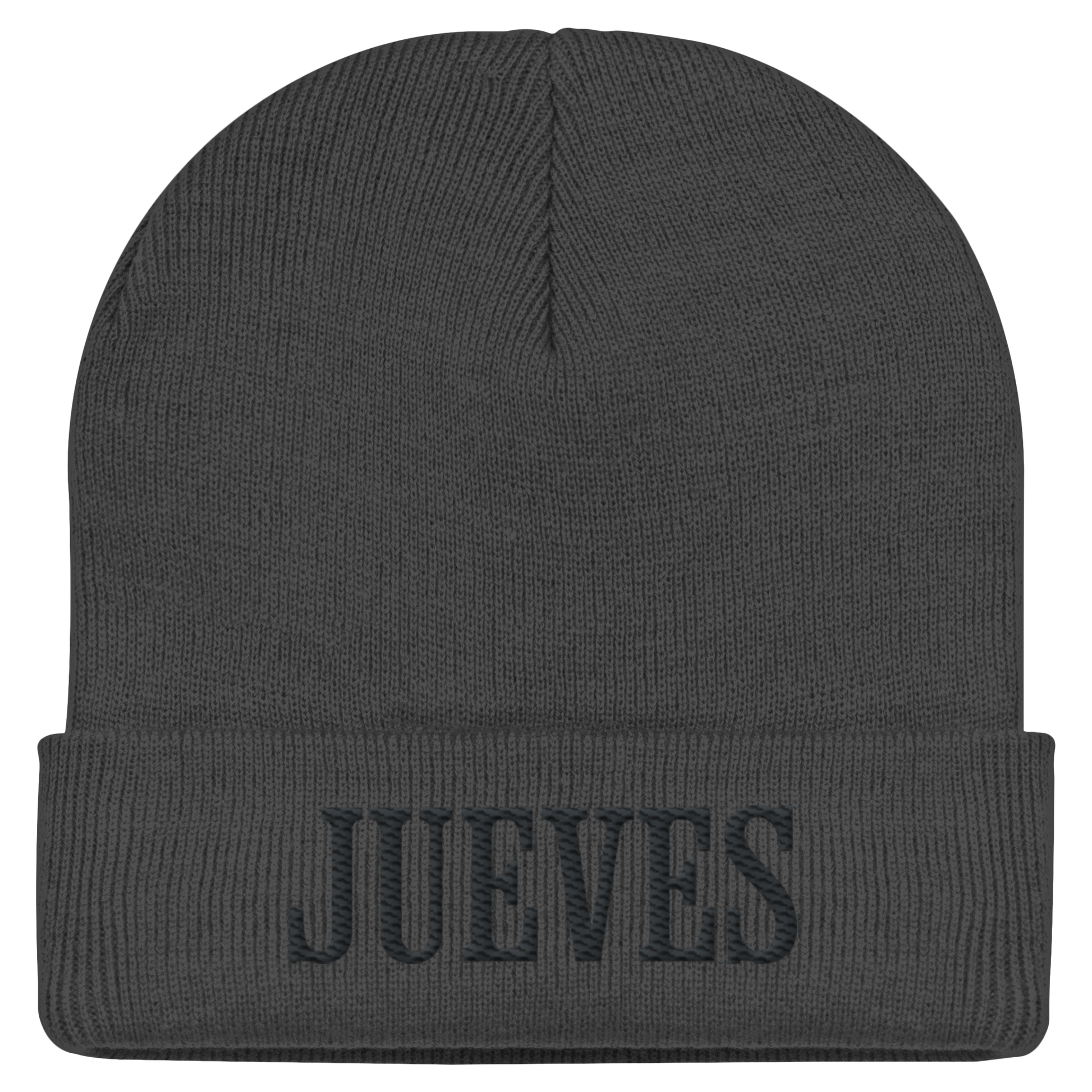 dunkelgraue Classic Beanie von Jueves Apparel aus 95 % Baumwolle und 5 % Elasthan – Streetwear Beanie mit weicher Haptik und urbanem Style