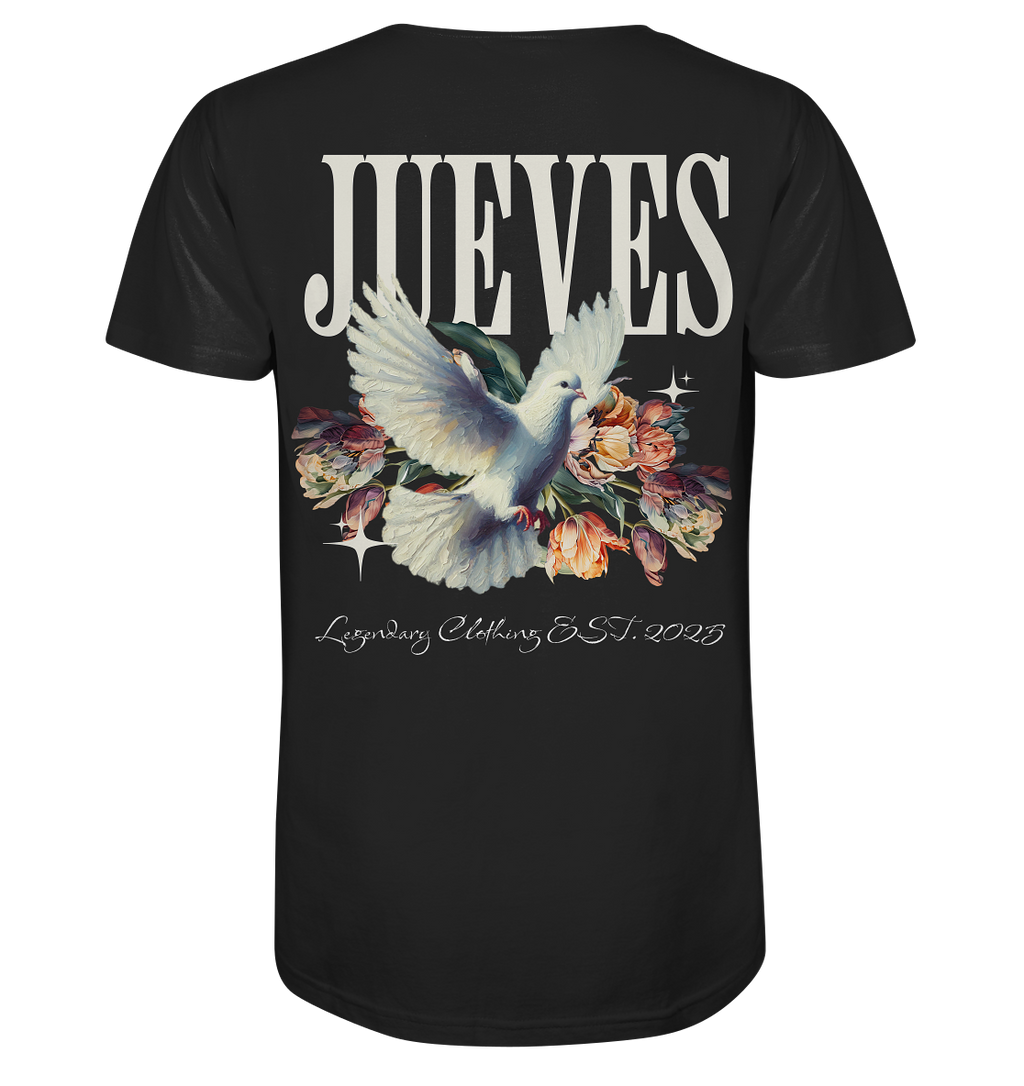 schwarzes Jueves Apparel Classic T-Shirt mit markantem Rückendruck – urbaner Streetwear-Style aus Bio-Baumwolle