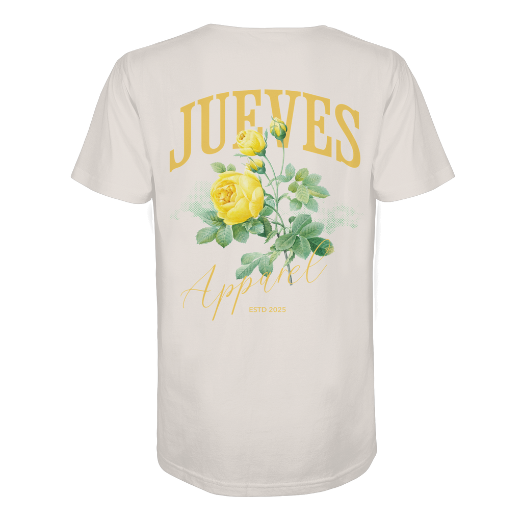 weißes Jueves Apparel Classic t-shirt mit markantem Rückendruck – urbaner Streetwear-Style aus Bio-Baumwolle