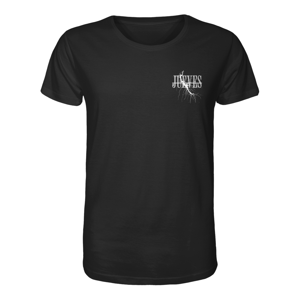 schwarzes Classic t-shirt von Jueves Apparel mit Brustdruck im klassischen Schnitt – nachhaltiger