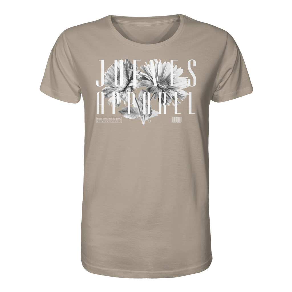 beiges Classic t-shirt von Jueves Apparel mit Brustdruck im klassischen Schnitt – nachhaltiger