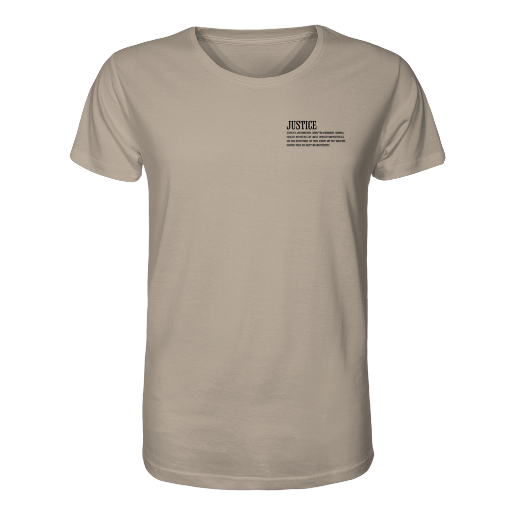 beiges Classic t-shirt von Jueves Apparel mit kleinem Brustdruck im klassischen Schnitt – nachhaltiger