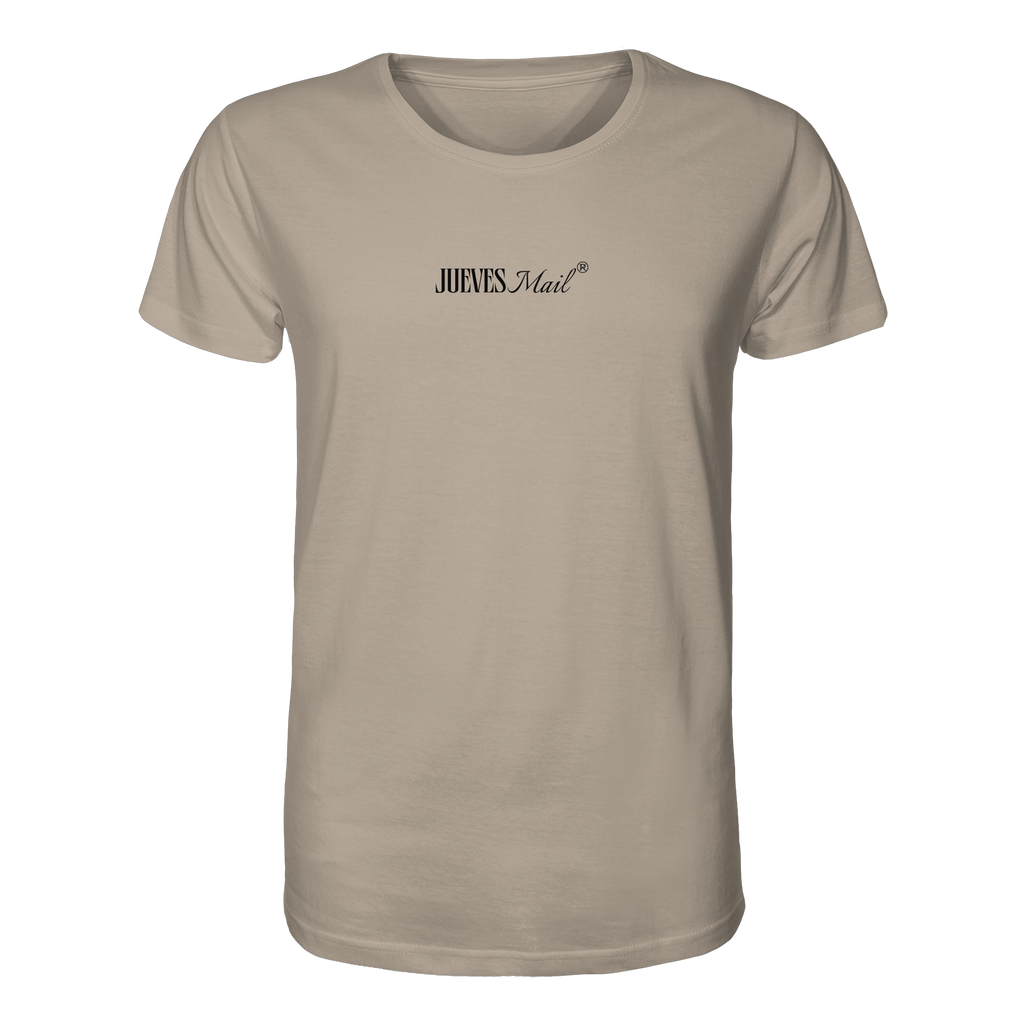 beiges Classic t-shirt von Jueves Apparel mit kleinem Brustdruck im klassischen Schnitt – nachhaltiger