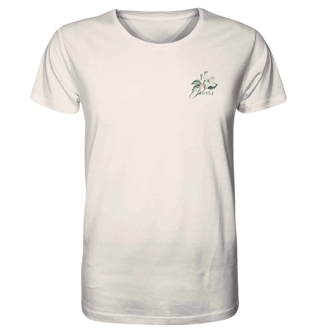 weißes Classic t-shirt von Jueves Apparel mit kleinem Brustdruck im klassischen Schnitt – nachhaltiger