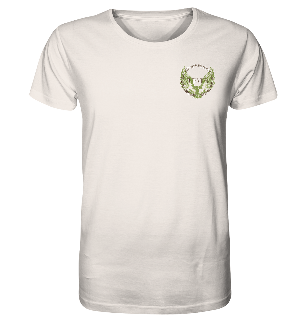 weißes Classic t-shirt von Jueves Apparel mit kleinem Brustdruck im klassischen Schnitt – nachhaltiger