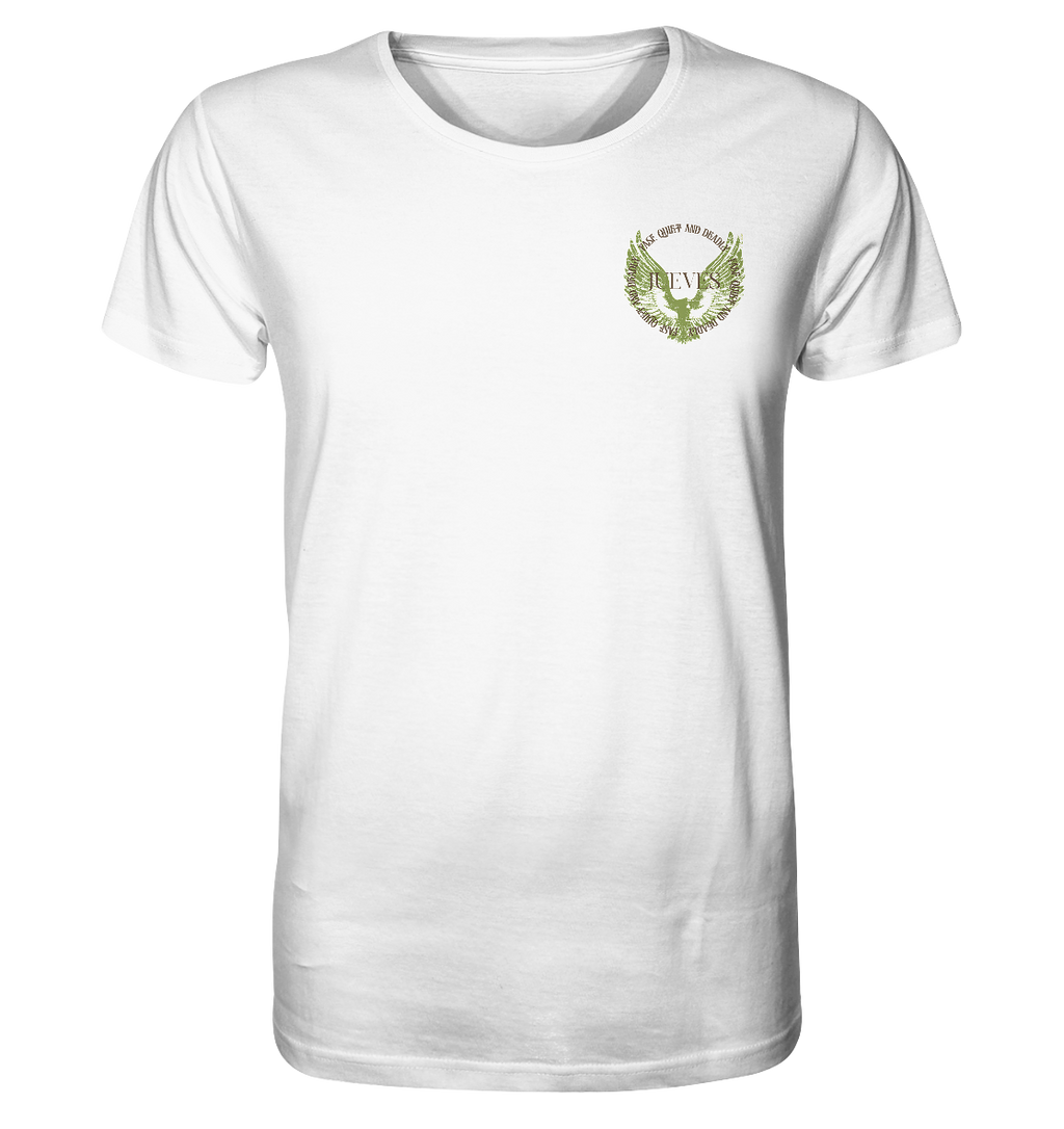 weißes Classic t-shirt von Jueves Apparel mit kleinem Brustdruck im klassischen Schnitt – nachhaltiger