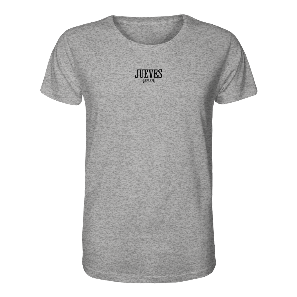 graues Classic t-shirt von Jueves Apparel mit Brustdruck im klassischen Schnitt – nachhaltiger