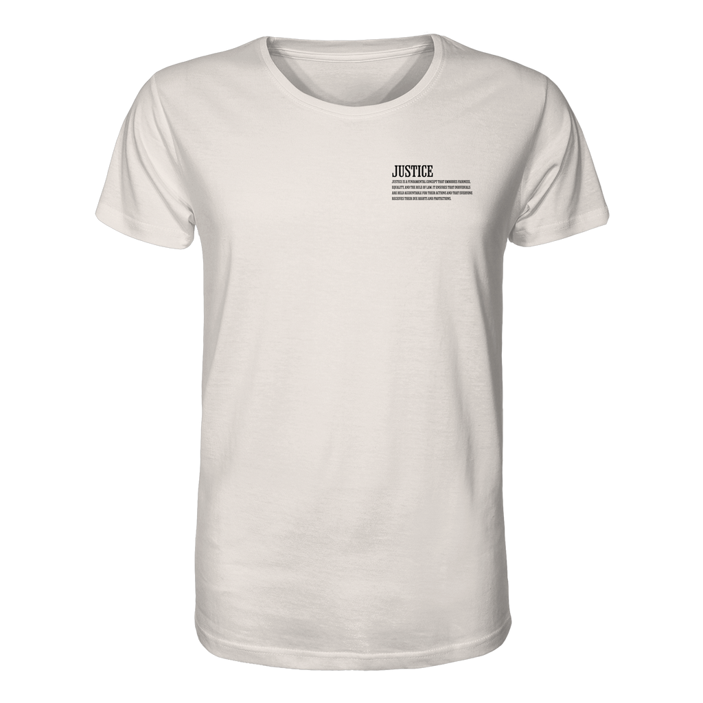 weißes Classic T-Shirt von Jueves Apparel mit kleinem Brustdruck im klassischen Schnitt – nachhaltiger