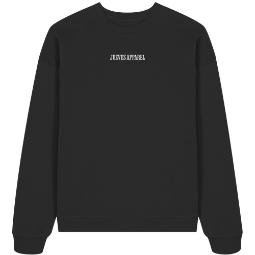 Oversized Sweatshirt „All you need“ in Black von Jueves Apparel aus 100% Baumwolle – auffälliger Brustdruck Schriftzug, moderner Urban Streetwear-Look.