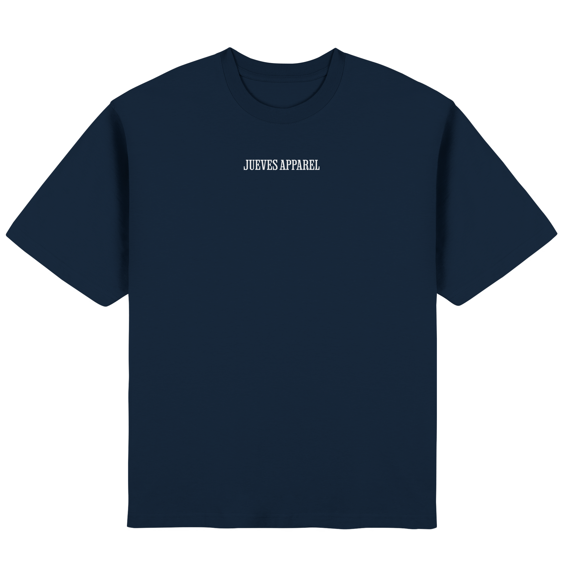 Streetwear Oversized T-Shirt „All you need“ in Navy von Jueves Apparel aus 100 % Baumwolle – auffälliger Brustdruck als Schriftzug, moderner Urban Streetstyle-Look.