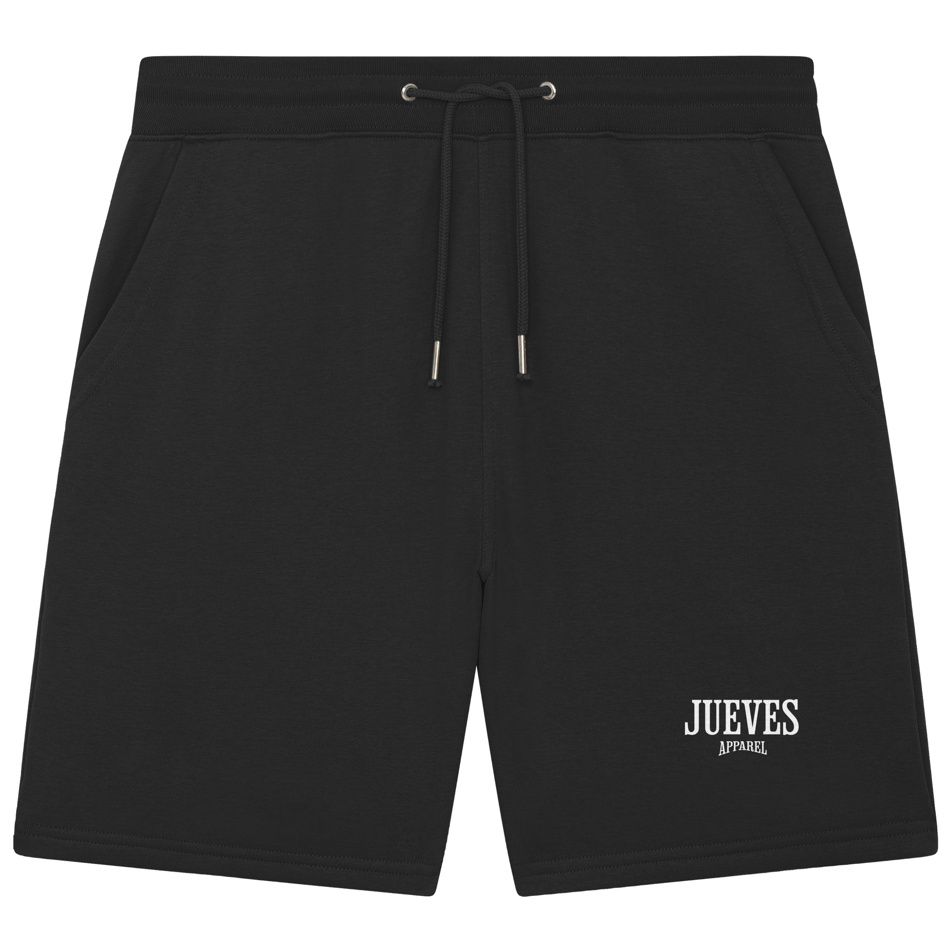 schwarze Jogger Shorts von Jueves Apparel aus 100 % Baumwolle (300 g/m²) – Streetwear Shorts mit urbanem Style und bequemer Passform für Streetstyle-Looks