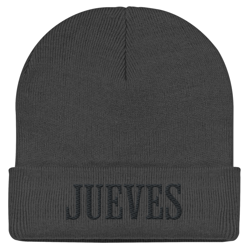 dunkelgraue Classic Beanie von Jueves Apparel aus 95 % Baumwolle und 5 % Elasthan – Streetwear Beanie mit weicher Haptik und urbanem Style