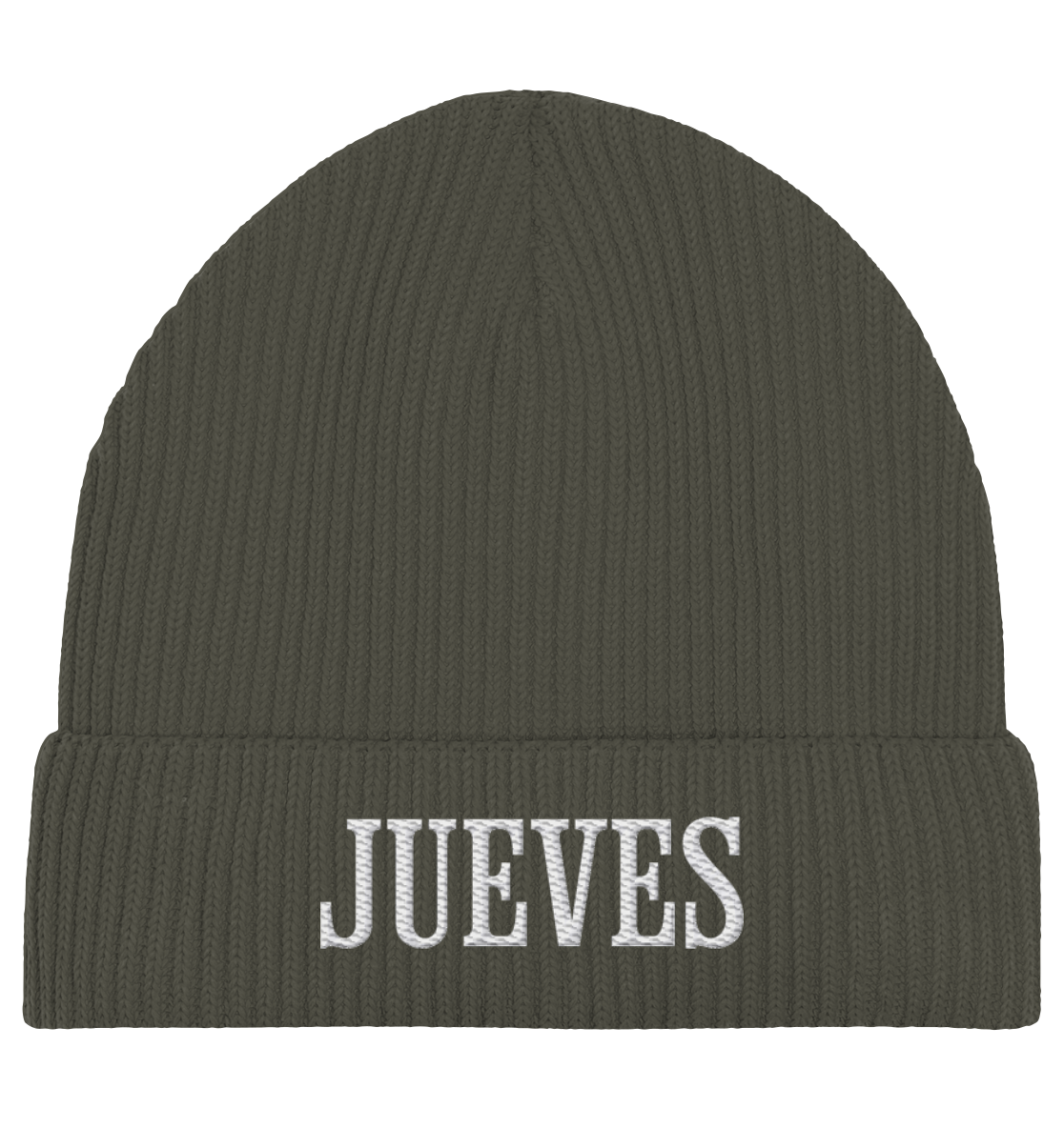 khaki Fisherman Beanie von Jueves Apparel aus 95 % Baumwolle und 5 % Elasthan – urbanes Streetwear-Accessoire mit weicher Haptik