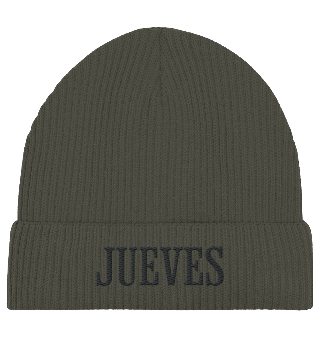 khaki Fisherman Beanie von Jueves Apparel aus 95 % Baumwolle und 5 % Elasthan – urbanes Streetwear-Accessoire mit weicher Haptik