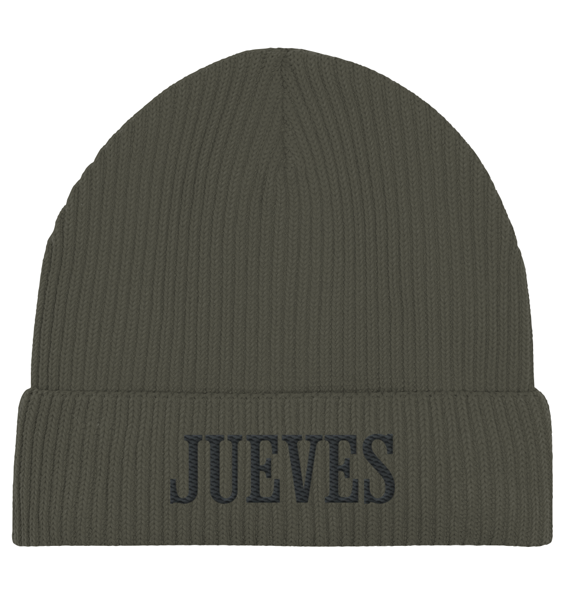 khaki Fisherman Beanie von Jueves Apparel aus 95 % Baumwolle und 5 % Elasthan – urbanes Streetwear-Accessoire mit weicher Haptik