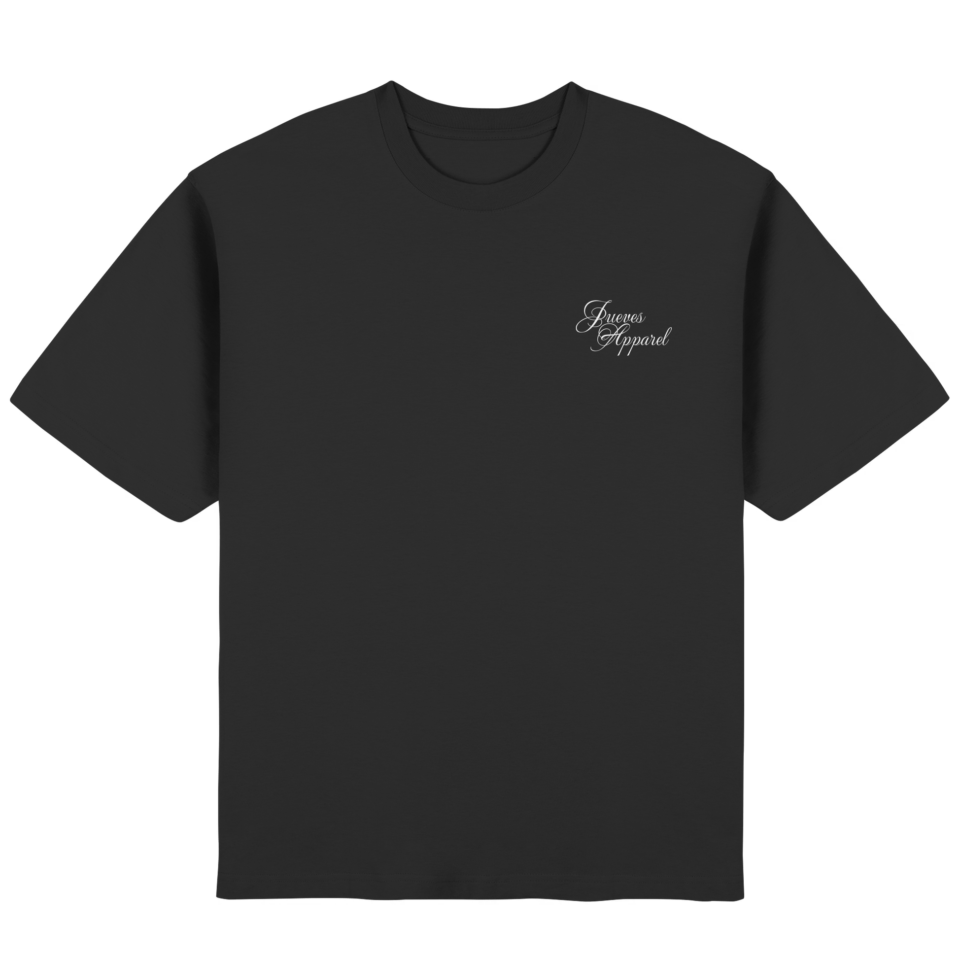 Streetwear Oversized T-Shirt „New York“ in Black von Jueves Apparel aus 100 % Baumwolle – auffälliger Brustdruck als Schriftzug, moderner Urban Streetstyle-Look.